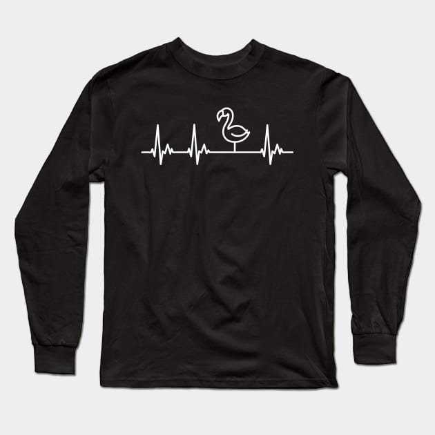 Flamingo Lover Heartbeat Design Long Sleeve T-Shirt by samshirts